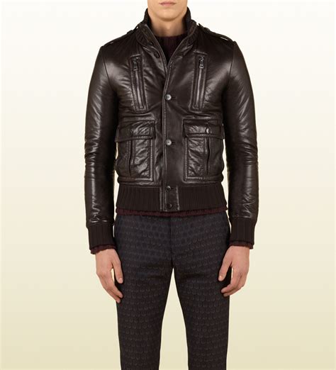 gucci leather jacket with shearling collar|Gucci leather jacket men's.